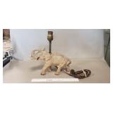 Vintage Cast Iron Elephant Electric Lamp
