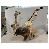 Artisan Souvenir Giraffes & Bison Made From Hide