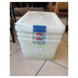 (3) Rubbermaid Storage Totes With Lids (1 With