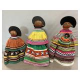 (3) Palmetto Fiber Seminole Indian Dolls