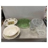 Jeanette Green Depression Cake Plate, Cut &