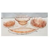 (9) Assorted Vintage Pink Depression Glassware