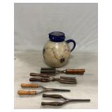 Floral Studio Art Pottery Pitcher, Antique Hair