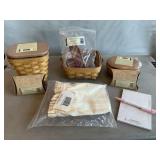 (3) Longaberger Baskets, Liners, Tie-Ons