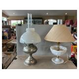 Milk Glass Candy Bowl Lamp, Oil Lamp