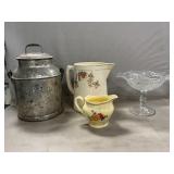 Pottery Pitcher &Creamer, 4 Qt. Milk Can, Glass