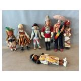 Lot Of International Dolls, Native American Doll