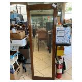 Vintage Wood-Framed Beveled  Mirror;Measures