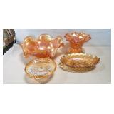 Tray Of Assorted Carnival Glass Pieces