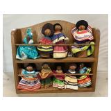 Wooden Rack With Seminole Indian Dolls