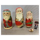 Santa Nesting Dolls (1 Empty), Mini Nutcracker,