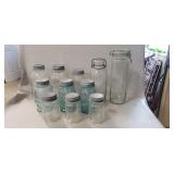 (9) Assorted Vintage Glass Canning Jars w/ Zinc