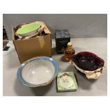 Mikasa Bowls, Signed Pottery Bowl, Ruby Red Glass