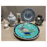 Japanese Charger Plate, Ginger Jars, vase, Bell,