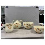 Hall Autumn Leaf Ball Pitcher, Bowls & Small