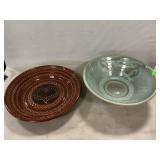 Redware Pie Plate, Earthenware Bowl