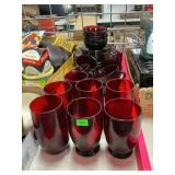 Assorted Ruby Red Glassware