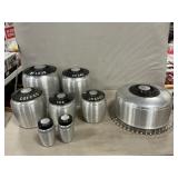 Vintage Kromex Spun Aluminum Canisters, Cake Dome