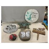 Stepping Stone & Assorted Yard Decor Items