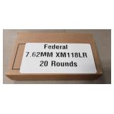 (20) Rounds Federal 7.62MM XM118LR Ammo (Factory