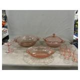 Jeanette Pink Depression Casserole & Oval Serving