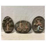 (3) Cast Iron Firemenï¿½s Insurance Placques