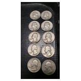 (10) U.S. Silver Quarters (90% Silver)