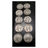 (10) U.S. Silver Quarters (90% Silver)