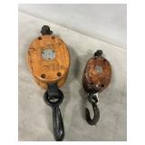 Pair Of Wooden Pulley Blocks