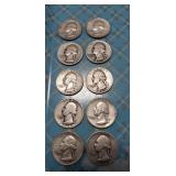 (10) U.S. Silver Quarters (90% Silver)