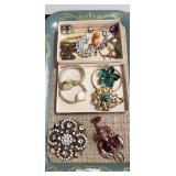 Tray Of Assorted Vintage Ladies Jewelry & More