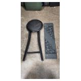 (1) Folding Stool & (1) Wooden Shelf w/ Metal