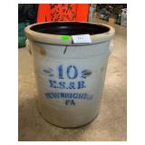 E.S. & B. New Brighton, PA 10 Gallon Crock