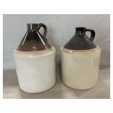 Pair Of 2-Tone Stoneware Jugs