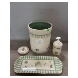 Waste Can, Lotion Dispenser, Tray, Pfaltzgraff