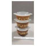 (3) Vintage Pyrex Casserole Dishes w/ Glass Lids