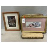 (2) Small Prints, Rustic Mirror Shelf