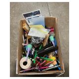 Box Lot With Stapler, Pens, Stationary, Desk