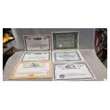 (6) Assorted Stock Certificates