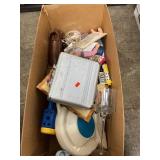 Box Lot With Toys, Game, Glassware & More