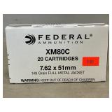 (20) Rounds Of Federal 7.62x51mm Ammo