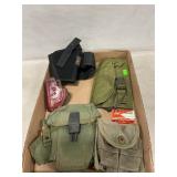 Assorted Holsters, Pouches, (9) .22 Rounds