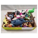 Tray Lot Of Assorted Plastic Animals & More