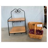 (2) Longaberger Baskets & Small wrought Iron