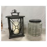 Vintage Sellers Hoosier Ribbed Glass Cracker Jar,