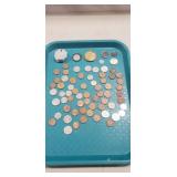 Tray Of Assorted Foreign Coinage & More