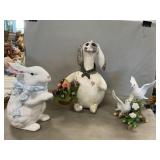 Ceramic Rabbit, Artisan Bunny, Porcelain Doves