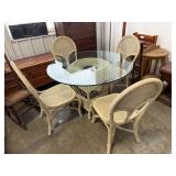 Wicker Table & Chairs w/ Glass Top