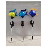 (3) Solar Powered Garden Lighted Decorative Fish