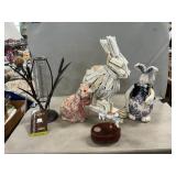 Rustic Wooden & Asst. Rabbits, New Rain Gauge,